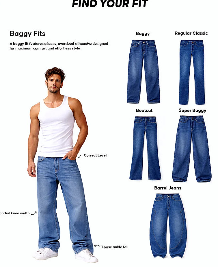 Abstract Print Baggy Jeans
