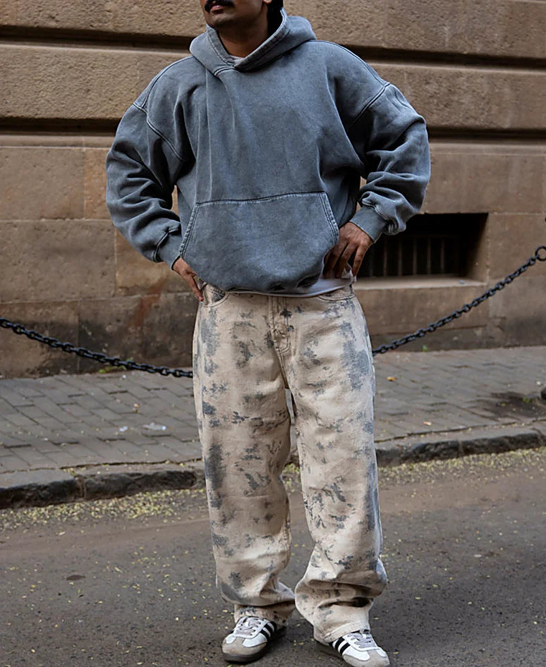 Abstract Print Baggy Jeans