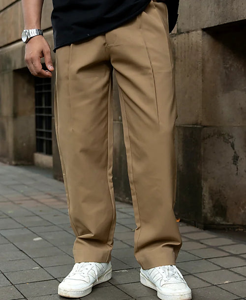 Trousers in beige, baggy fit