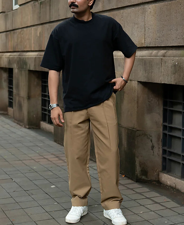 Beige Baggy Gurkha Trouser