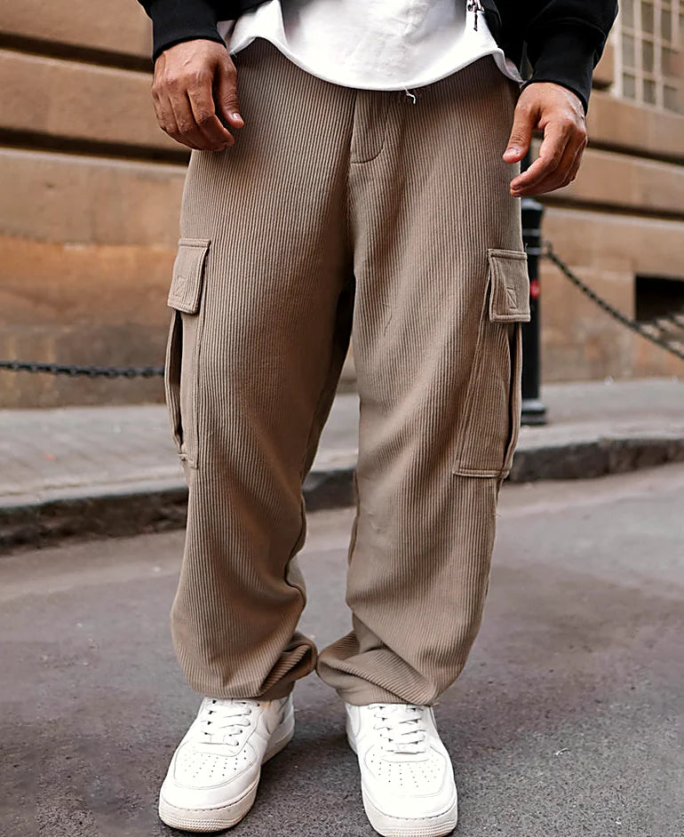 Pants in beige, baggy fit