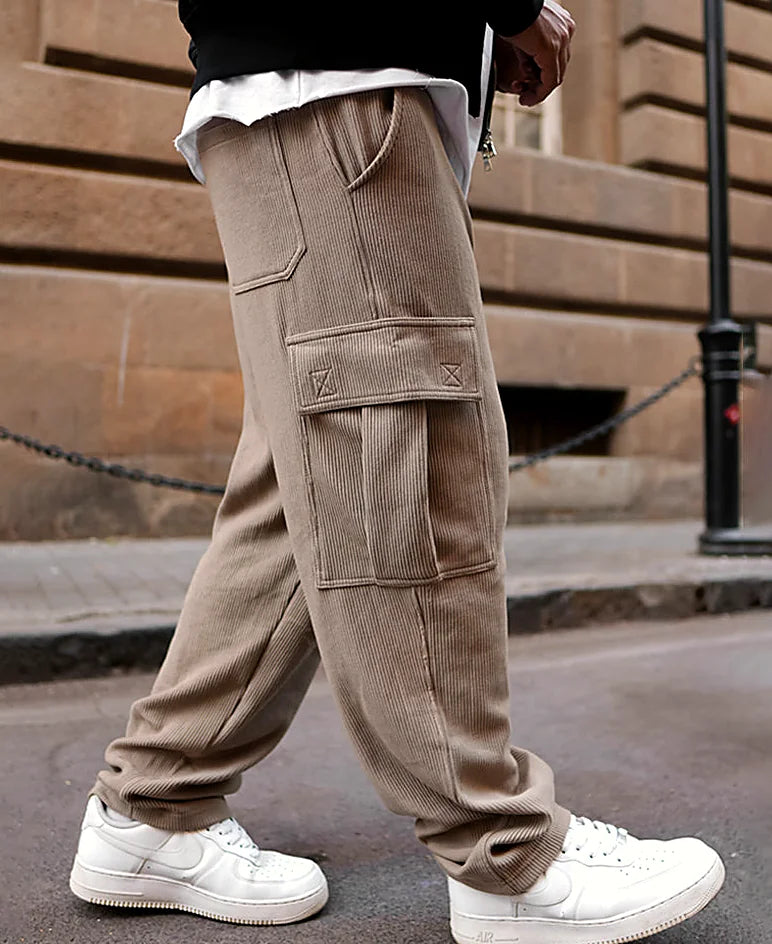 Beige baggy pants in cotton