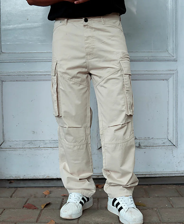 Pants in beige, baggy fit