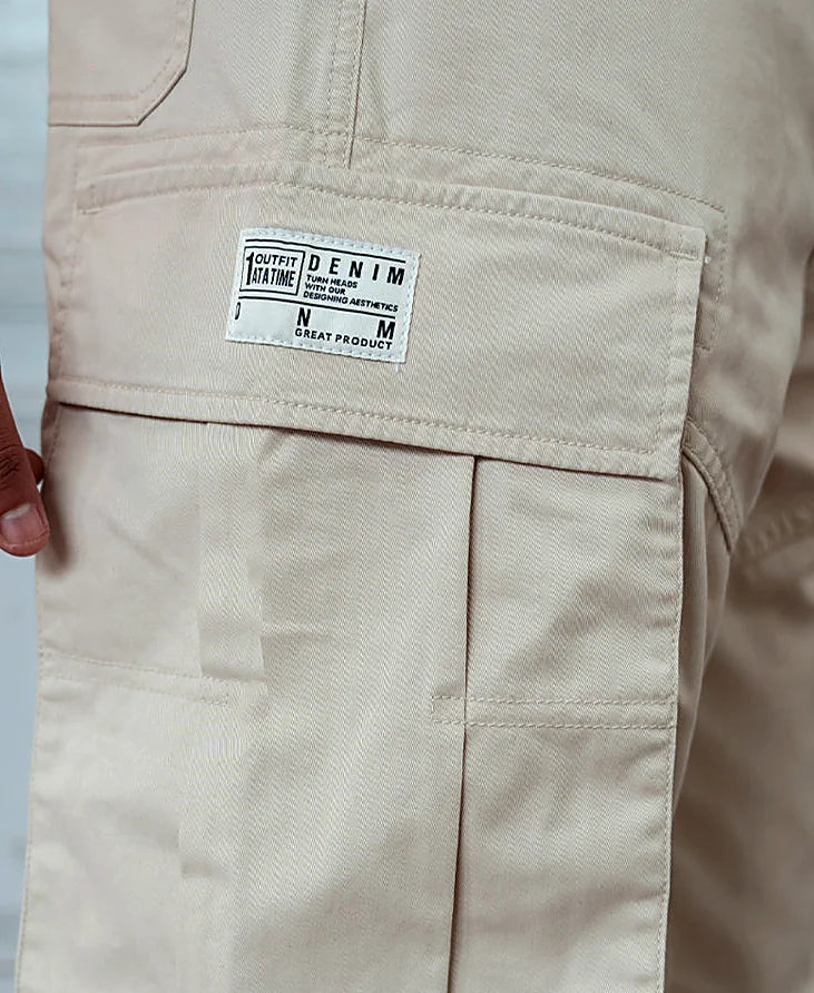 Beige pants with a baggy leg
