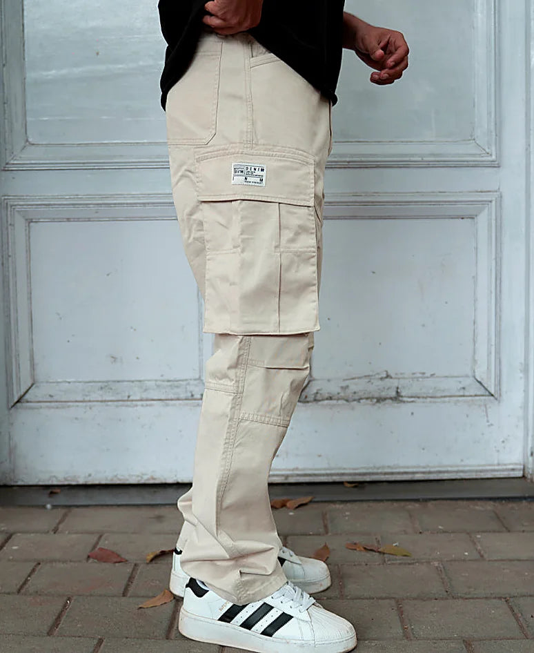Beige baggy pants in cotton