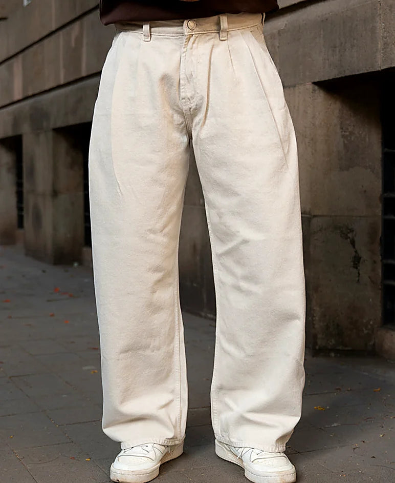 Barrel jeans for men in beige