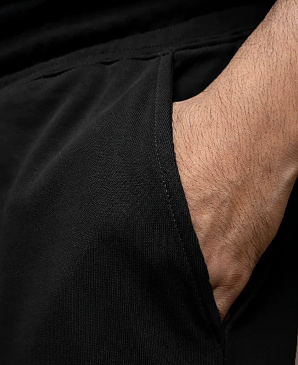 Black baggy pants in cotton