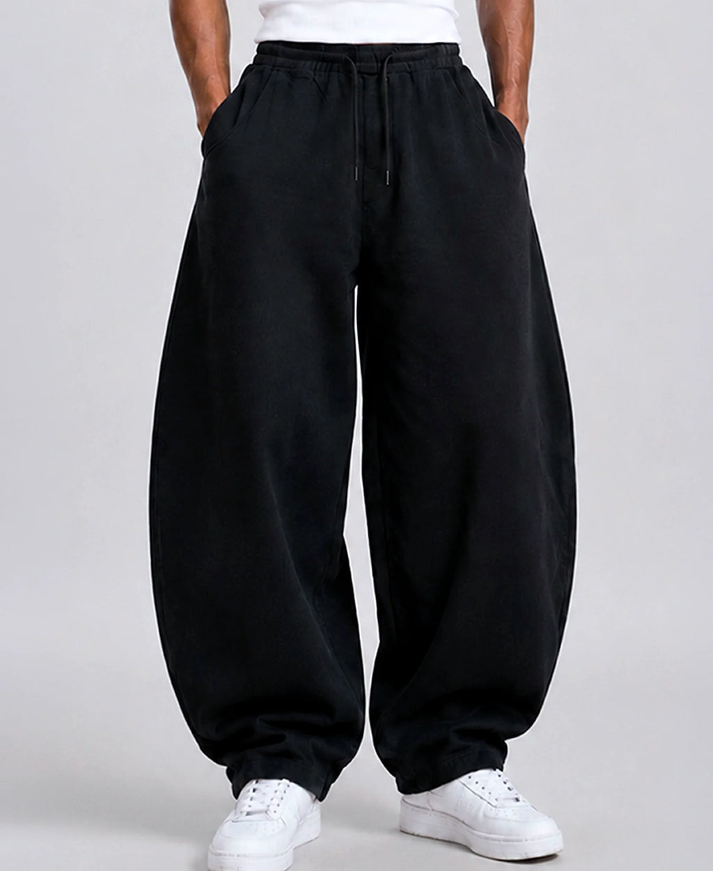 Barrel pants for men in black