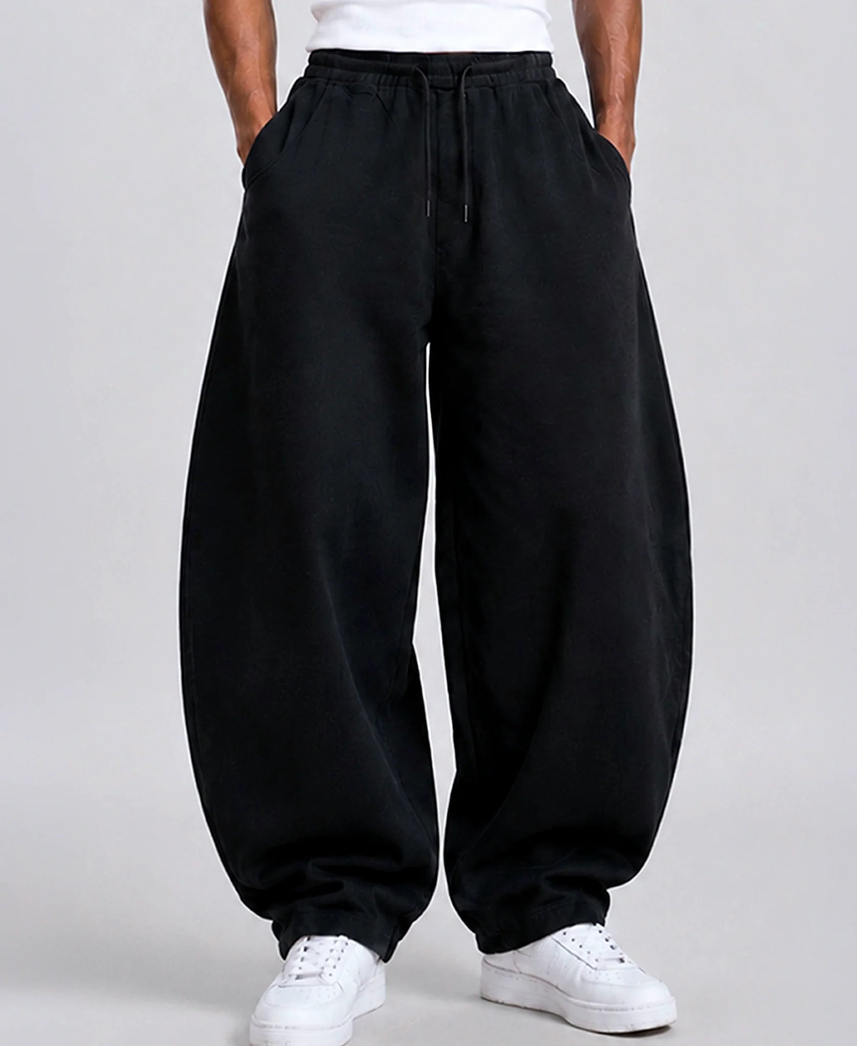 Barrel pants for men in black