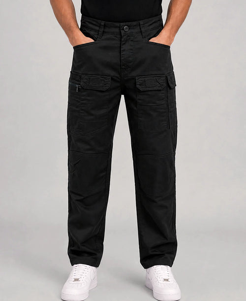 Pants in black, regular fit