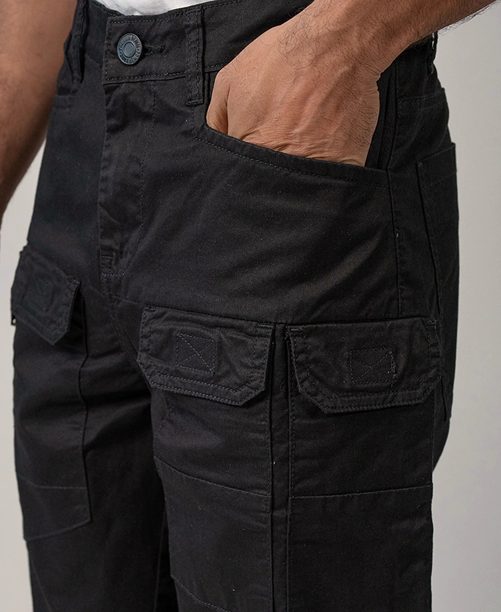 Black Cotton Cargo Pant