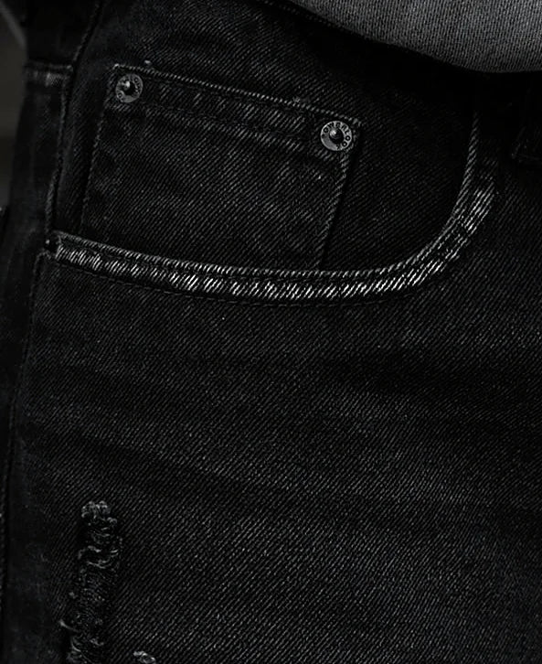 Black Distress Baggy Jeans