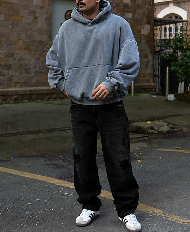 Black Distress Baggy Jeans