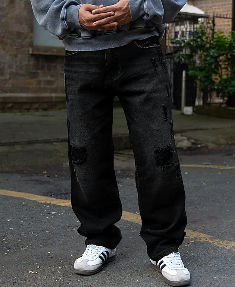 Baggy jeans for men in black