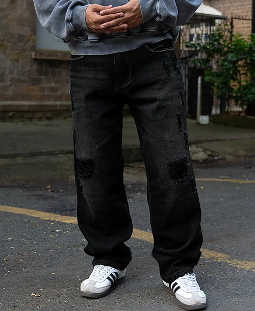 Baggy jeans for men in black