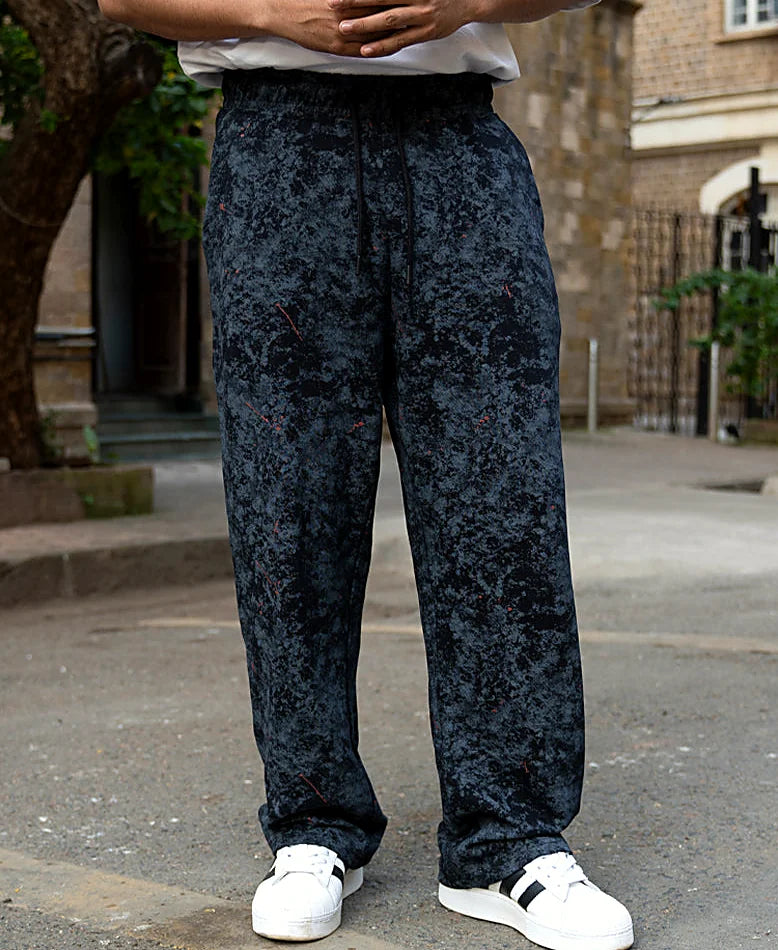 Black baggy pants in cotton