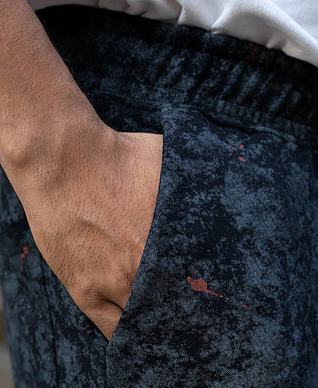 Black Printed Baggy Fit Trackpants