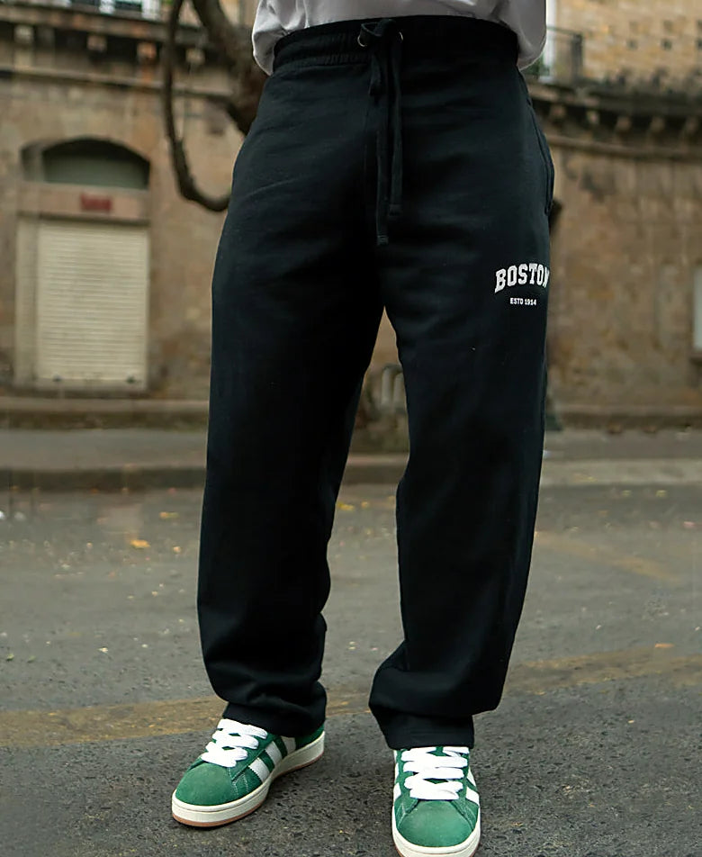 Black baggy pants in cotton