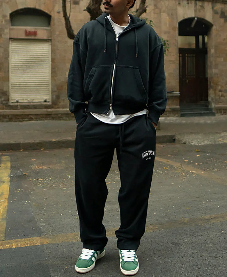 Black Printed Baggy Trackpant