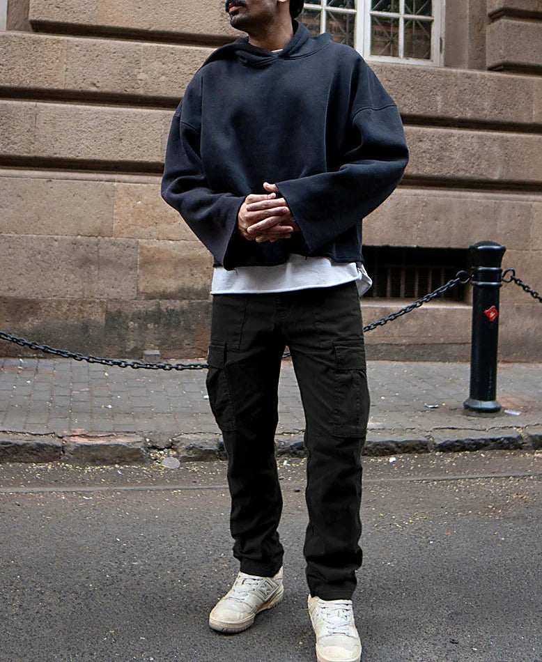 Black Regular Fit Cargo Pant With Multiple Pocket