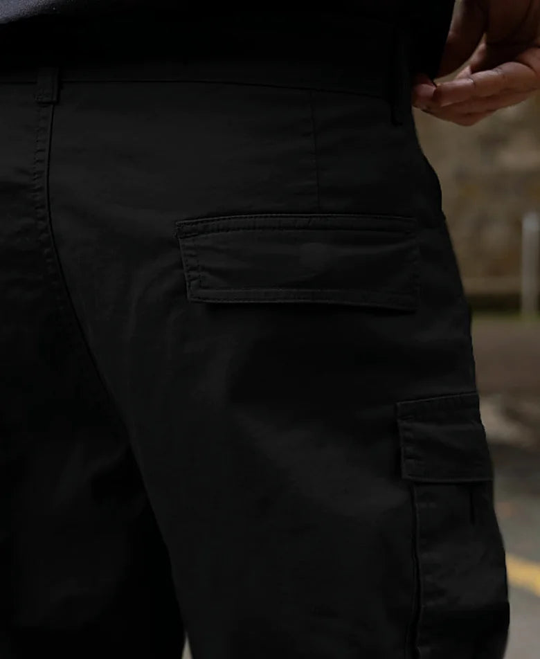Black Regular Fit Cotton Utility Cargo Pant