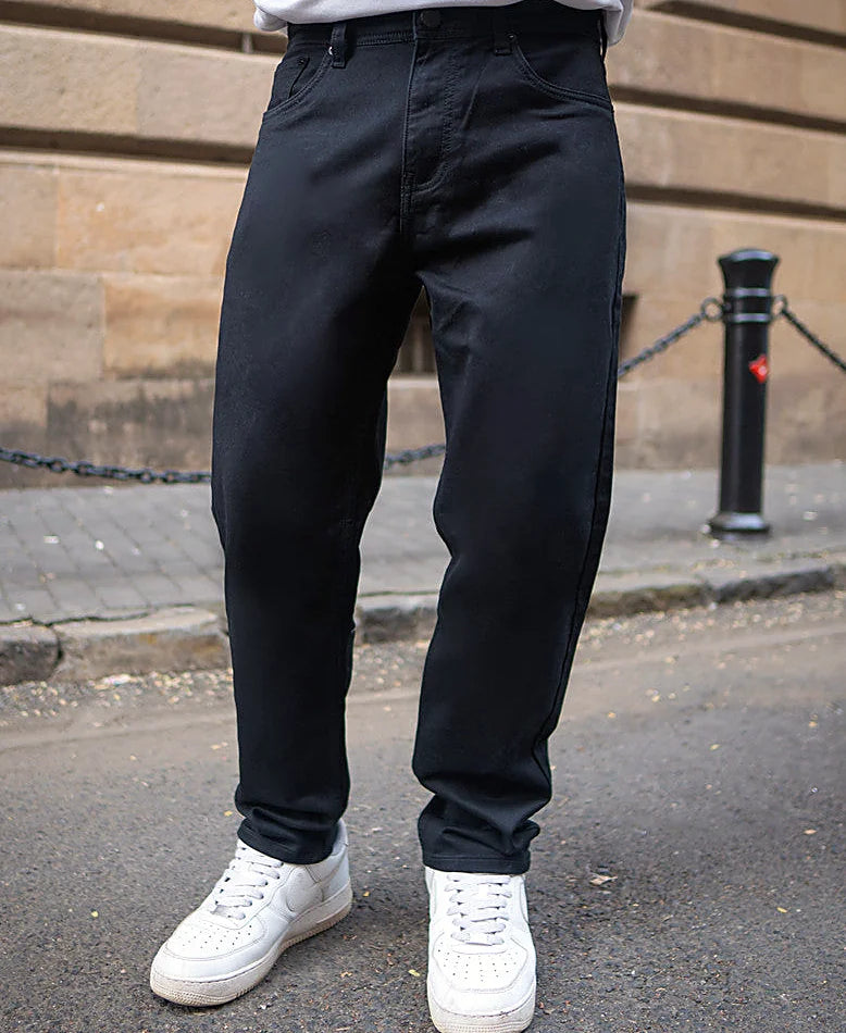 Black regular jeans in cotton