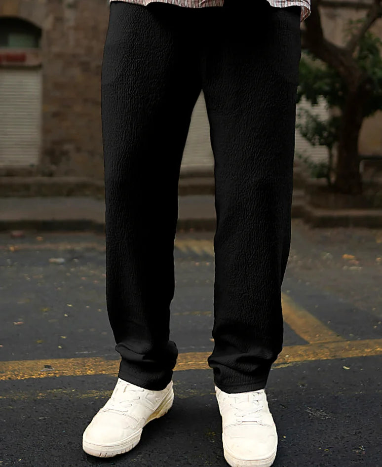 Pants in black, regular fit