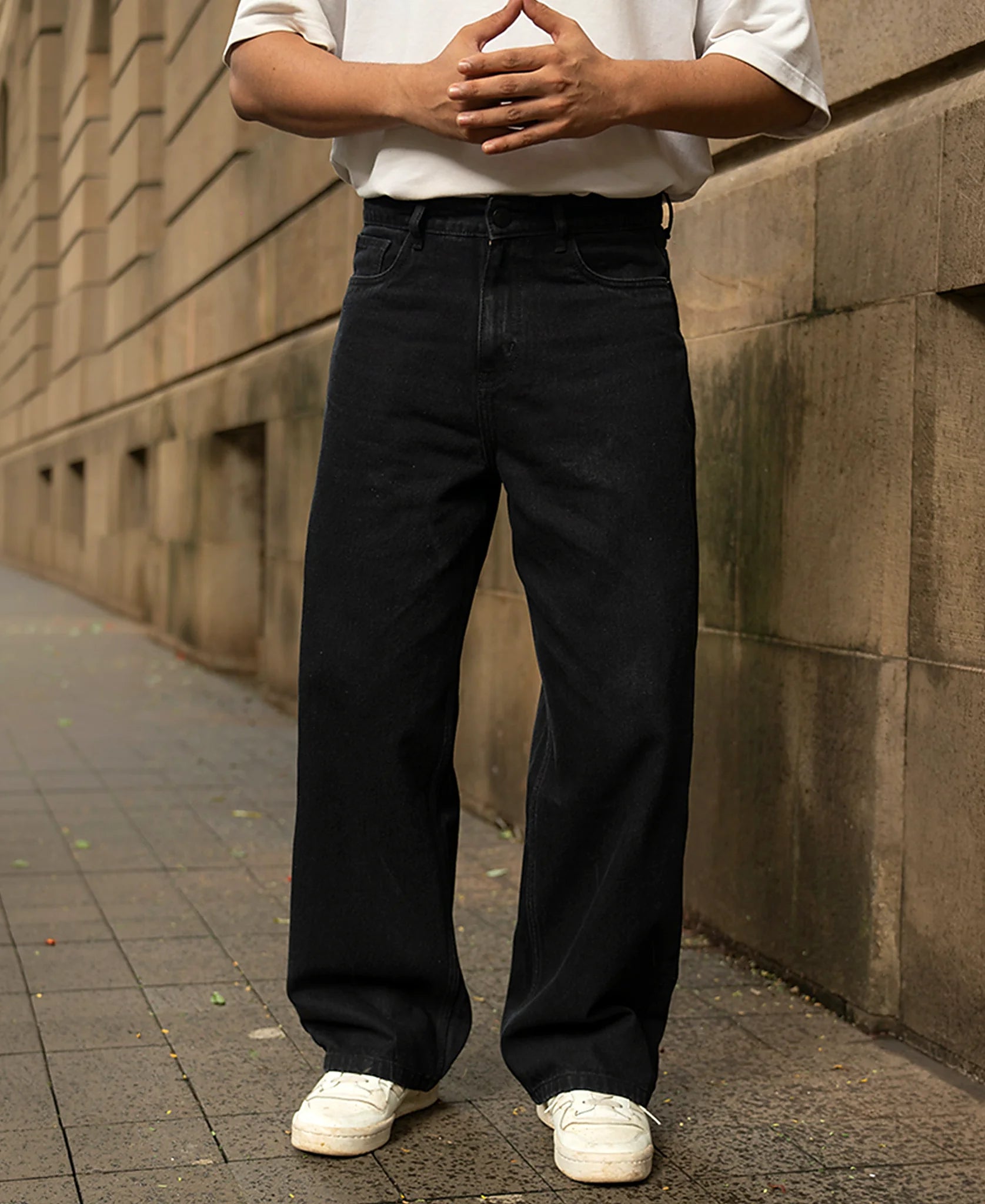 Black baggy jeans for men