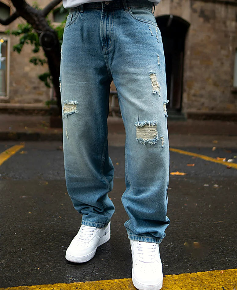Blue baggy jeans for men