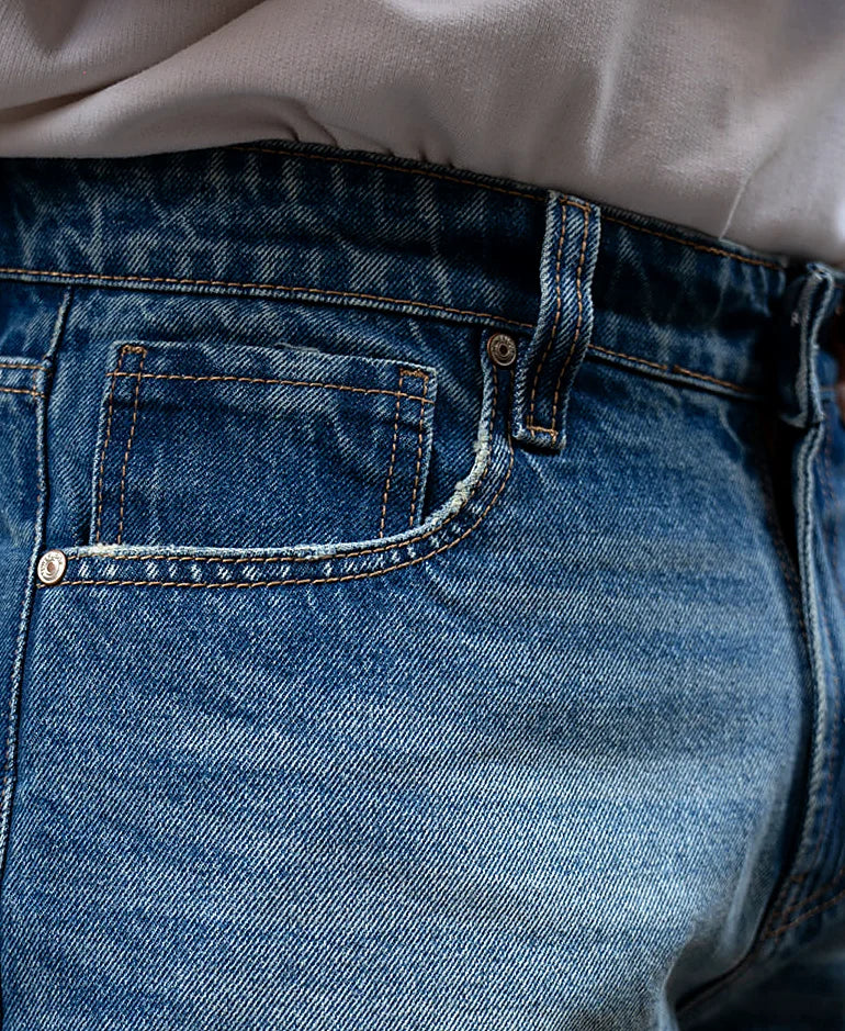 Blue baggy jeans in cotton