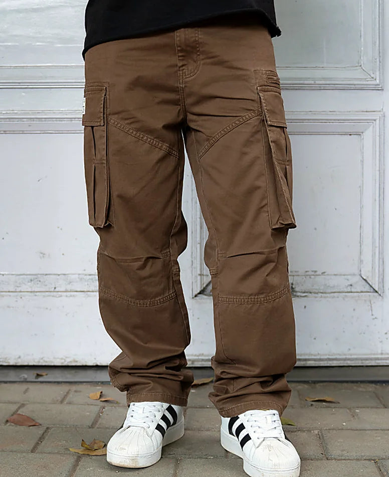 Pants in brown, relaxed fit