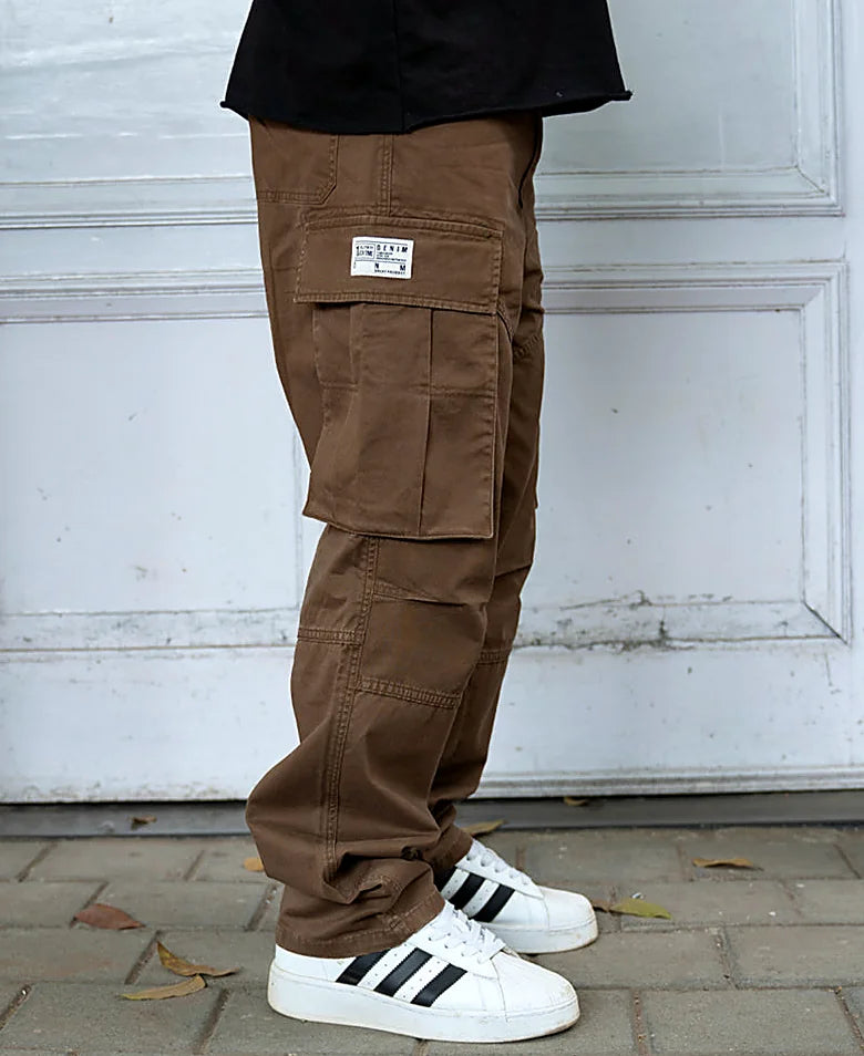 Brown relaxed pants in cotton