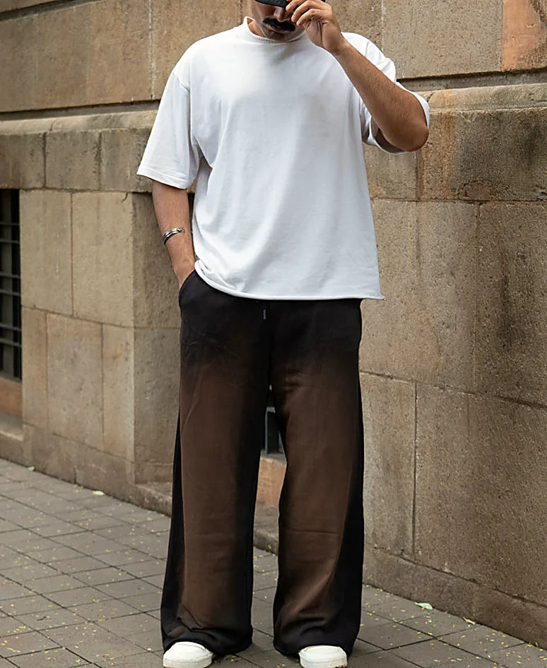 Brown Sprayed Baggy Trackpants