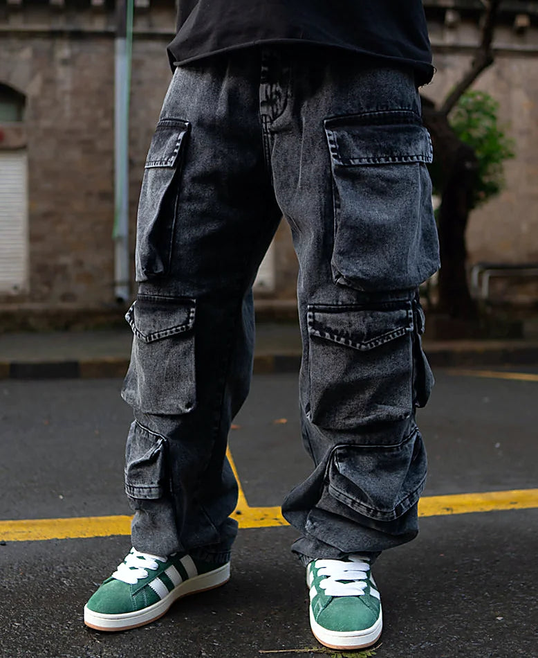 Black baggy jeans for men