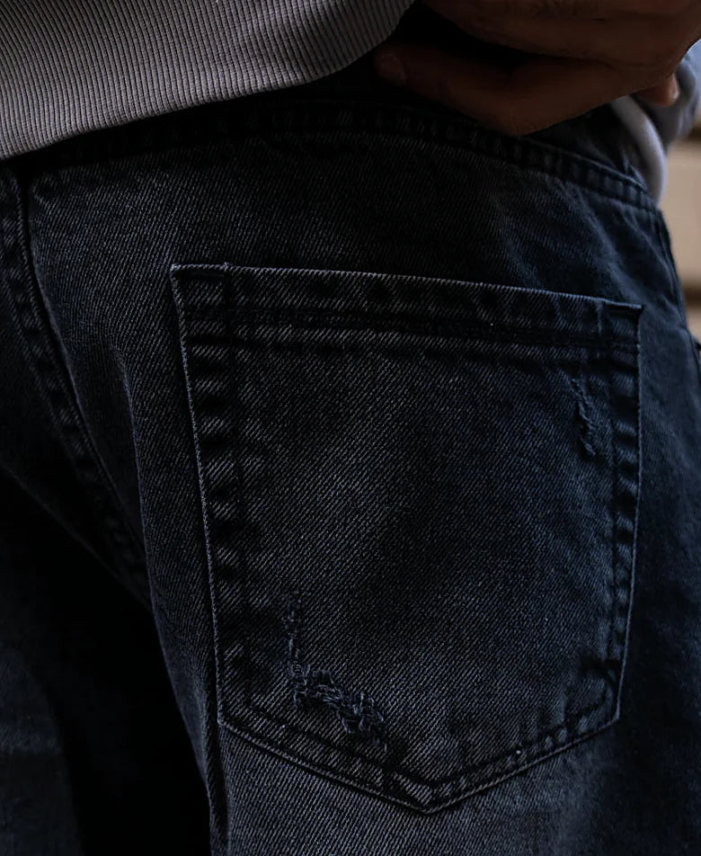 Charcoal Distressed Baggy Jeans