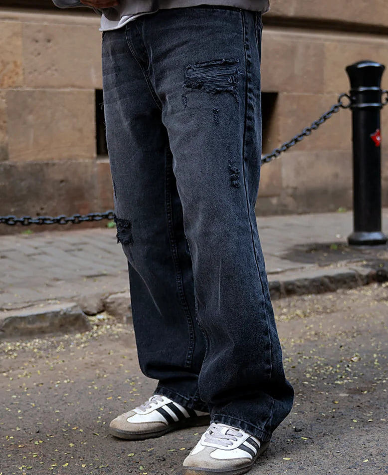 Charcoal baggy jeans in cotton