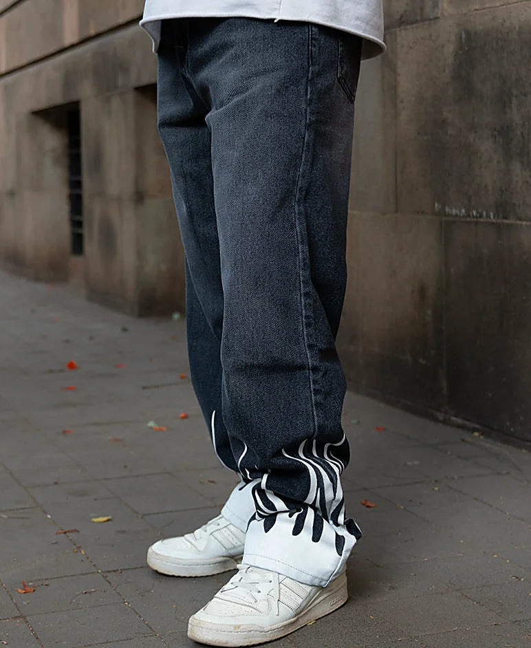 Charcoal jeans with a baggy leg