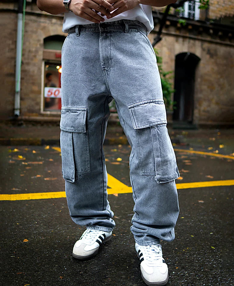 Jeans in grey, baggy fit