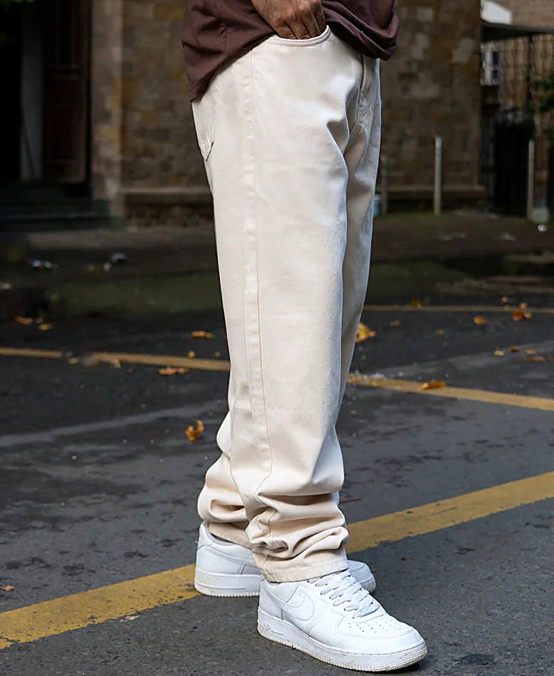 Baggy jeans for men in cream