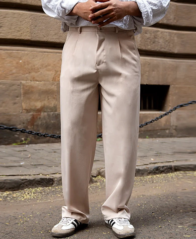 Baggy pants for men in cream