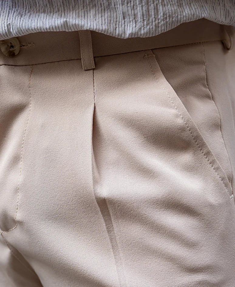 Cream baggy pants for men