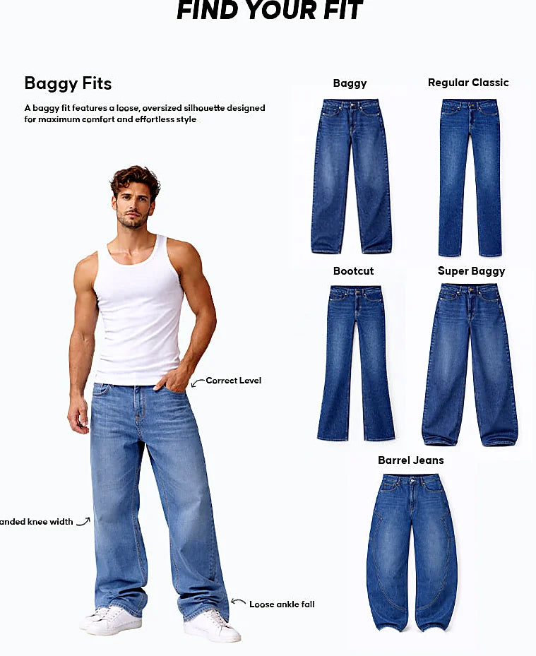 Cream Baggy Jeans
