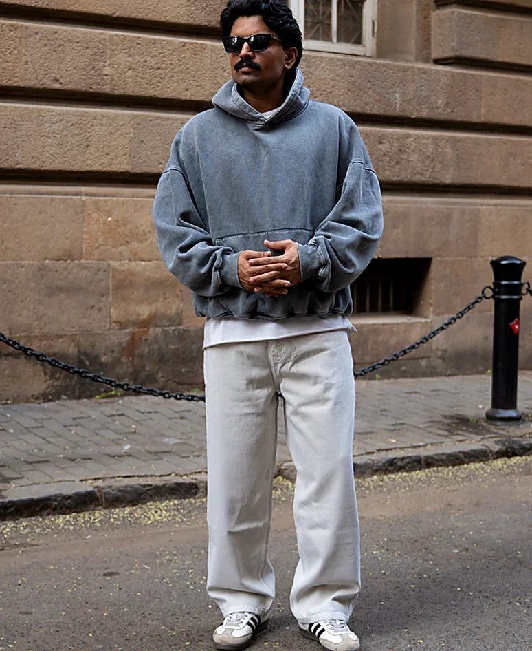 Cream Baggy Jeans