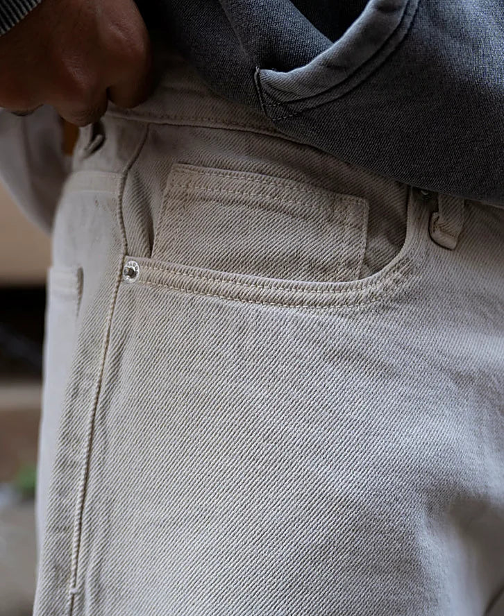 Baggy jeans for men in cream