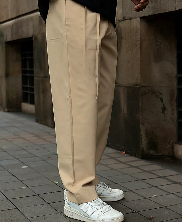 Cream Baggy Korean Pant