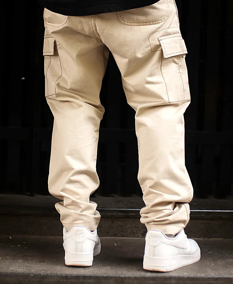 Cream regular pants in cotton