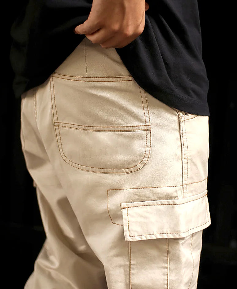 Cream Regular Fit Pocket Cargo Pant