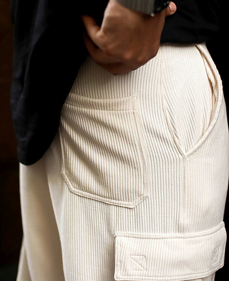 Cream Side Pocket Baggy Fit Track Pant