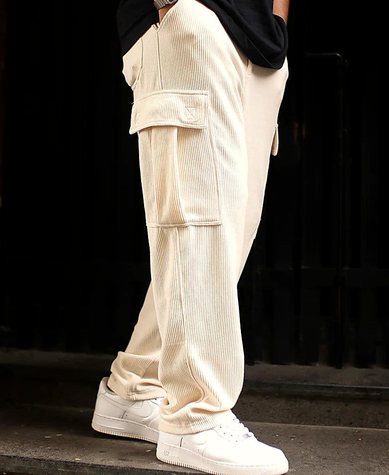 Cream baggy pants for men