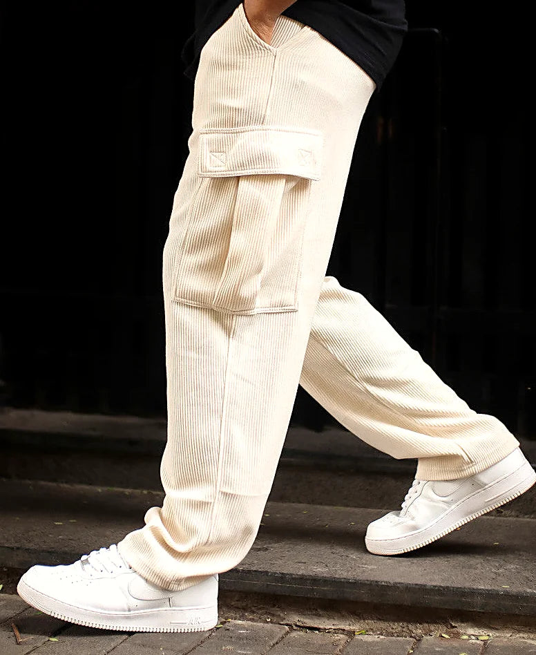 Baggy pants for men in cream